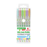 Ручки гелевые ПАСТЕЛЬНЫЕ BRAUBERG KIDS "CUTE ANIMALS", НАБОР 6 ЦВЕТОВ, корпус с печатью, узел 1 мм, линия письма 0,7 мм, 144439