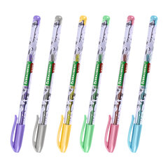 Ручки гелевые МЕТАЛЛИК BRAUBERG KIDS &laquo;CUTE ANIMALS&raquo;, НАБОР 6 ЦВЕТОВ, корпус с печатью, узел 1 мм, линия письма 0,7 мм, 144440