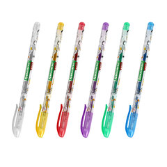 Ручки гелевые С БЛЕСТКАМИ BRAUBERG KIDS &laquo;CUTE ANIMALS&raquo;, НАБОР 6 ЦВЕТОВ, корпус с печатью, узел 1 мм, линия письма 0,7 мм, 144443