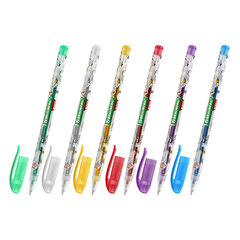 Ручки гелевые С БЛЕСТКАМИ BRAUBERG KIDS &laquo;CUTE ANIMALS&raquo;, НАБОР 6 ЦВЕТОВ, корпус с печатью, узел 1 мм, линия письма 0,7 мм, 144443