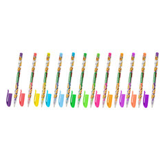 Ручки гелевые НЕОНОВЫЕ BRAUBERG KIDS &laquo;CUTE ANIMALS&raquo;, НАБОР 12 ЦВЕТОВ, корпус с печатью, узел 1 мм, линия письма 0,7 мм, 144444