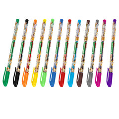 Ручки гелевые КЛАССИЧЕСКИЕ BRAUBERG KIDS &laquo;CUTE ANIMALS&raquo;, НАБОР 12 ЦВЕТОВ, корпус с печатью, узел 1 мм, линия письма 0,7 мм, 144445