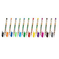 Ручки гелевые КЛАССИЧЕСКИЕ BRAUBERG KIDS &laquo;CUTE ANIMALS&raquo;, НАБОР 12 ЦВЕТОВ, корпус с печатью, узел 1 мм, линия письма 0,7 мм, 144445