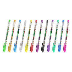 Ручки гелевые С БЛЕСТКАМИ BRAUBERG KIDS &laquo;CUTE ANIMALS&raquo;, НАБОР 12 ЦВЕТОВ, корпус с печатью, узел 1 мм, линия письма 0,7 мм, 144446