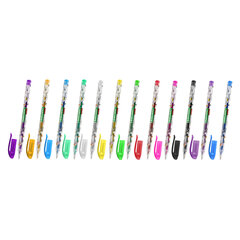 Ручки гелевые С БЛЕСТКАМИ BRAUBERG KIDS &laquo;CUTE ANIMALS&raquo;, НАБОР 12 ЦВЕТОВ, корпус с печатью, узел 1 мм, линия письма 0,7 мм, 144446