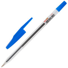 Ручка шариковая STAFF &laquo;Basic BP-66 CLASSIC&raquo;, СИНЯЯ, корпус прозрачный, узел 1 мм, линия письма 0,5 мм, 144455