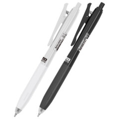 Ручка шариковая автоматическая С УДЛИНЕННЫМ ГРИПОМ BRAUBERG &laquo;BLACK & WHITE&raquo;, СИНЯЯ, пишущий узел 0,5 мм, линия письма 0,35 мм, 144462