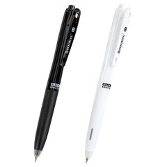 Ручка шариковая автоматическая С УДЛИНЕННЫМ ГРИПОМ BRAUBERG "BLACK &amp; WHITE", СИНЯЯ, пишущий узел 0,5 мм, линия письма 0,35 мм, 144462