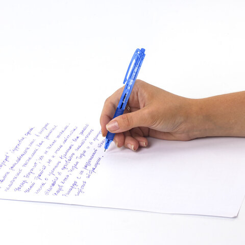 Ручка шариковая автоматическая с грипом BRAUBERG "CLASSIC", СИНЯЯ, пишущий узел 0,5 мм, линия письма 0,35 мм, 144467 - фото 6