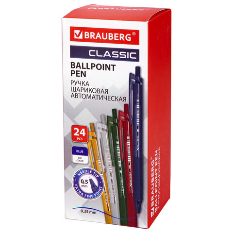 Ручка шариковая автоматическая с грипом BRAUBERG "CLASSIC DARK COLOR", СИНЯЯ, ассорти, пишущий узел 0,5 мм, линия письма 0,35 мм, 144469 - фото 12