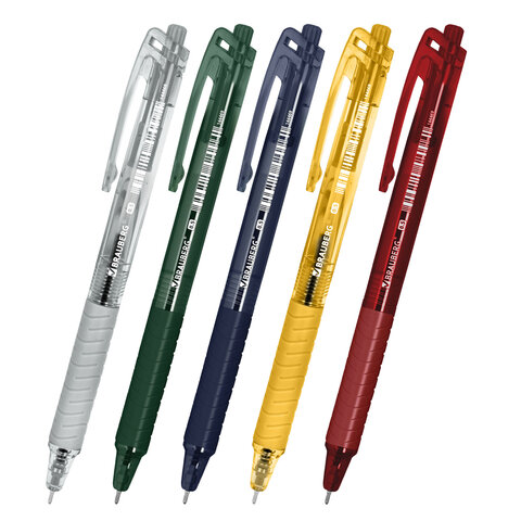 Ручка шариковая автоматическая с грипом BRAUBERG "CLASSIC DARK COLOR", СИНЯЯ, ассорти, пишущий узел 0,5 мм, линия письма 0,35 мм, 144469