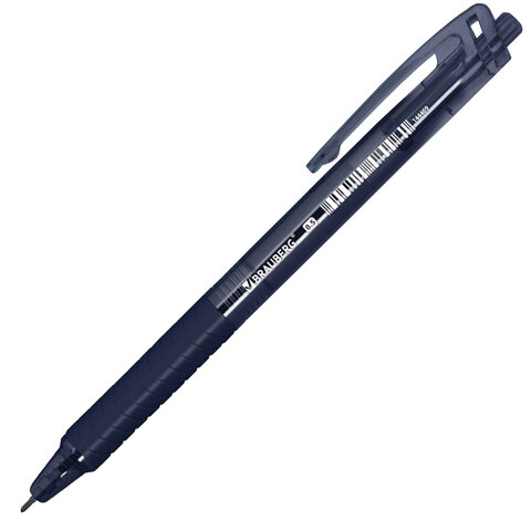 Ручка шариковая автоматическая с грипом BRAUBERG "CLASSIC DARK COLOR", СИНЯЯ, ассорти, пишущий узел 0,5 мм, линия письма 0,35 мм, 144469 - фото 4