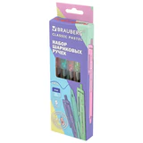 Ручки шариковые автоматические с грипом BRAUBERG "CLASSIC PASTEL", СИНИЕ, НАБОР 5 ШТ., пишущий узел 0,5 мм, линия письма 0,35 мм, 144470