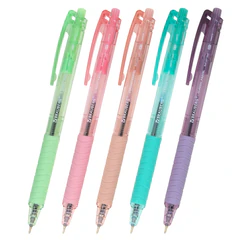 Ручки шариковые автоматические с грипом BRAUBERG &laquo;CLASSIC PASTEL&raquo;, СИНИЕ, НАБОР 5 ШТ., пишущий узел 0,5 мм, линия письма 0,35 мм, 144470