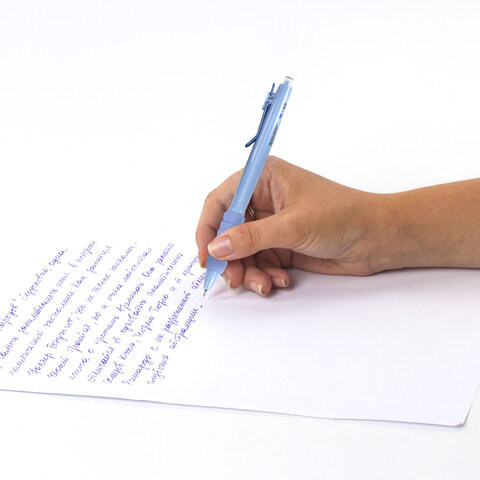 Ручка шариковая автоматическая BRAUBERG "MAXI SPONGE", мягкий грип, СИНЯЯ, пишущий узел 0,5 мм, линия письма 0,35 мм, 144471 - фото 7