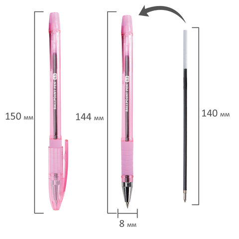 Ручка шариковая масляная с грипом, кросс-серия PASTEL, BRAUBERG, СИНЯЯ, стандартный узел 0,5 мм, линия письма 0,25 мм, 144488 - фото 11