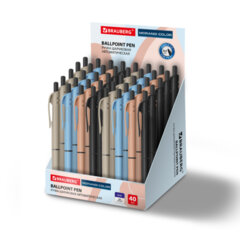 Ручка шариковая автоматическая с грипом BRAUBERG &laquo;MORANDI COLOR&raquo;, СИНЯЯ, пишущий узел 0,5 мм, линия письма 0,3 мм, 144494