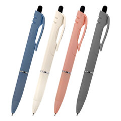 Ручки шариковые автоматические с грипом BRAUBERG &laquo;MORANDI COLOR&raquo;, СИНИЕ, НАБОР 4 ШТ., пишущий узел 0,5 мм, линия письма 0,3 мм, 144495