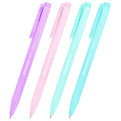 Ручка шариковая автоматическая BRAUBERG &laquo;TRIOS PASTEL COLOR&raquo;, СИНЯЯ, корпус ассорти, пишущий узел 0,5 мм, линия письма 0,3 мм, 144496