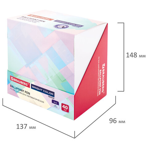 Ручка шариковая автоматическая BRAUBERG "TRIOS BRIGHT COLOR", корпус ассорти, СИНЯЯ, пишущий узел 0,5 мм, линия письма 0,3 мм, 144497 - фото 13