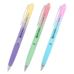 Ручка шариковая автоматическая BRAUBERG &laquo;OIL-BASE GRADE&raquo;, СИНЯЯ, корпус ассорти, пишущий узел 0,5 мм, линия письма 0,3 мм, 144501