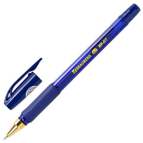 Ручка шариковая BRAUBERG BP-GT GLD BLUE, СИНЯЯ, корпус тонированный, пишущий узел 0,7 мм, линия письма 0,35 мм, 144505