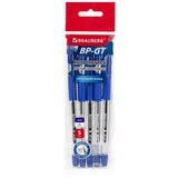 Ручки шариковые BRAUBERG BP-GT, НАБОР 5 ШТУК, СИНИЕ, пишущий узел 0,7 мм, линия письма 0,35 мм, 144509