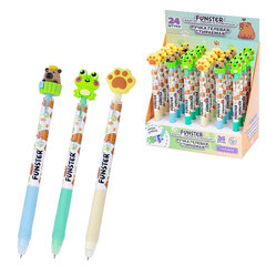 Ручка стираемая с топпером гелевая FUNSTER &laquo;CUTE ANIMALS&raquo;, СИНЯЯ, ассорти, пишущий узел 0,5 мм, 144516