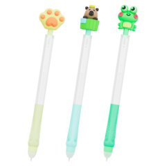 Ручка стираемая с топпером гелевая FUNSTER &laquo;CUTE ANIMALS&raquo;, СИНЯЯ, ассорти, пишущий узел 0,5 мм, 144516