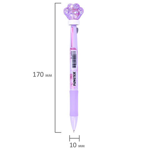 Ручка-спиннер многоцветная с акриловым топпером FUNSTER (ФАНСТЕР) "SHINY PETS", 3 ЦВЕТА, ассорти, узел 0,7 мм, линия письма 0,35 мм, 144518 - фото 11