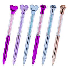 Ручка поворотная с топпером шариковая FUNSTER &laquo;SHINY HEART&PAW&raquo;, СИНЯЯ, ассорти, пишущий узел 0,7 мм, 144519