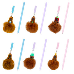 Ручка с пушистой подвеской шариковая FUNSTER (ФАНСТЕР) &laquo;FLUFFY CAPY&raquo;, СИНЯЯ, пишущий узел 0,7 мм, 144521