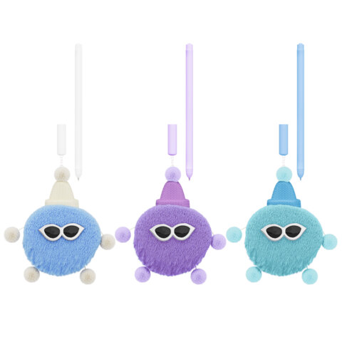 Ручка с пушистой подвеской шариковая FUNSTER "FLUFFY HAT", СИНЯЯ, пишущий узел 0,7 мм, 144524