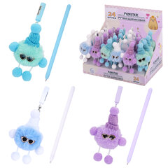 Ручка с пушистой подвеской шариковая FUNSTER (ФАНСТЕР) &laquo;FLUFFY HAT&raquo;, СИНЯЯ, пишущий узел 0,7 мм, 144524