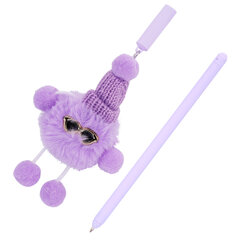 Ручка с пушистой подвеской шариковая FUNSTER (ФАНСТЕР) &laquo;FLUFFY HAT&raquo;, СИНЯЯ, пишущий узел 0,7 мм, 144524