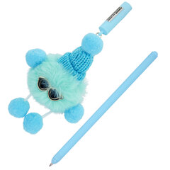 Ручка с пушистой подвеской шариковая FUNSTER (ФАНСТЕР) &laquo;FLUFFY HAT&raquo;, СИНЯЯ, пишущий узел 0,7 мм, 144524