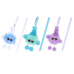 Ручка с пушистой подвеской шариковая FUNSTER (ФАНСТЕР) &laquo;FLUFFY HAT&raquo;, СИНЯЯ, пишущий узел 0,7 мм, 144524