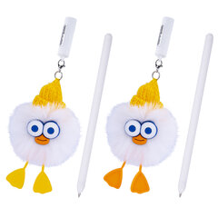 Ручка с пушистой подвеской шариковая FUNSTER (ФАНСТЕР) &laquo;FLUFFY DUCK&raquo;, СИНЯЯ, ассорти, пишущий узел 0,7 мм, 144525