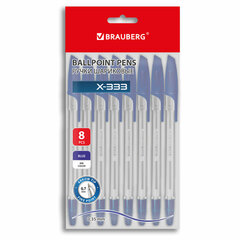 Ручки шариковые BRAUBERG &laquo;X-333&raquo;, НАБОР 8 ШТУК, СИНИЕ, узел 0,7 мм, линия письма 0,35 мм, 144527