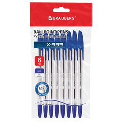 Ручки шариковые BRAUBERG &laquo;X-333&raquo;, НАБОР 8 ШТУК, СИНИЕ, узел 0,7 мм, линия письма 0,35 мм, 144527