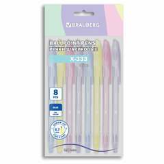 Ручки шариковые BRAUBERG &laquo;X-333 PASTEL&raquo;, НАБОР 8 ШТУК, СИНИЕ, узел 0,7 мм, линия письма 0,35 мм, 144531