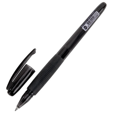 Ручка гелевая с грипом BRAUBERG "NEO", ЧЕРНАЯ, пишущий узел 0,5 мм, линия письма 0,35 мм, 144537