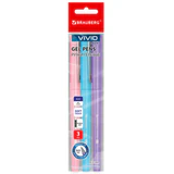 Ручки гелевые с грипом BRAUBERG "VIVID PASTEL", СИНИЕ, НАБОР 3 ШТ., игольчатый узел 0,5 мм, линия письма 0,35 мм, 144540