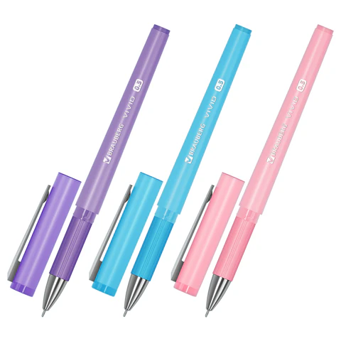 Ручки гелевые с грипом BRAUBERG "VIVID PASTEL", СИНИЕ, НАБОР 3 ШТ., игольчатый узел 0,5 мм, линия письма 0,35 мм, 144540 - фото 2