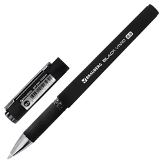 Ручка гелевая с грипом BRAUBERG &laquo;BLACK VIVID&raquo;, ЧЕРНАЯ, корпус SOFT-TOUCH, пишущий узел 0,5 мм, линия письма 0,35 мм, 144541
