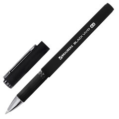 Ручка гелевая с грипом BRAUBERG &laquo;BLACK VIVID&raquo;, ЧЕРНАЯ, корпус SOFT-TOUCH, пишущий узел 0,5 мм, линия письма 0,35 мм, 144541