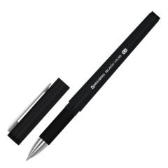 Ручка гелевая с грипом BRAUBERG &laquo;BLACK VIVID&raquo;, ЧЕРНАЯ, корпус SOFT-TOUCH, пишущий узел 0,5 мм, линия письма 0,35 мм, 144541