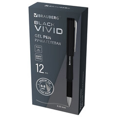 Ручка гелевая с грипом BRAUBERG &laquo;BLACK VIVID&raquo;, ЧЕРНАЯ, корпус SOFT-TOUCH, пишущий узел 0,5 мм, линия письма 0,35 мм, 144541