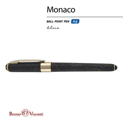 Ручка шариковая BRUNO VISCONTI MONACO SPACE, СИНЯЯ, черный корпус с глиттером, линия 0,4 мм, 20-0125/<wbr/>52