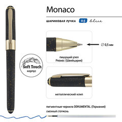 Ручка шариковая BRUNO VISCONTI MONACO SPACE, СИНЯЯ, черный корпус с глиттером, линия 0,4 мм, 20-0125/<wbr/>52
